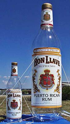 Inflatable Cans and Bottles Ron Llave Rum Bottles